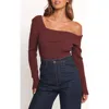 Petal And Pup Petal & Pup Aleena One-shoulder Rib Sweater In Brown