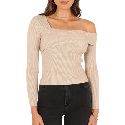 Petal And Pup Petal & Pup Aleena One-shoulder Rib Sweater In Neutral
