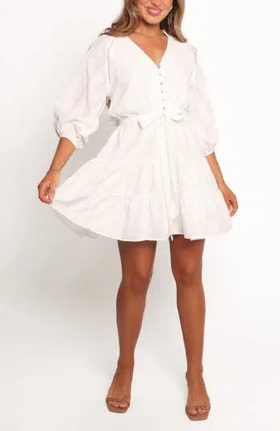 Petal And Pup Petal & Pup Alex Tie Waist Flare Minidress In White