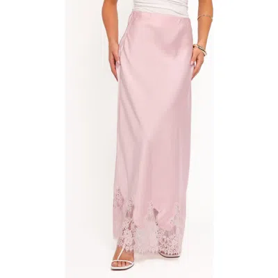 Petal And Pup Petal & Pup Alira Satin & Lace Maxi Skirt In Pink