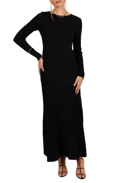 Petal And Pup Petal & Pup Alison Long Sleeve Rib Maxi Dress In Black
