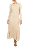 Petal And Pup Petal & Pup Alison Long Sleeve Rib Maxi Dress In Neutral