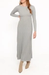 Petal And Pup Petal & Pup Alison Long Sleeve Rib Maxi Dress In Gray