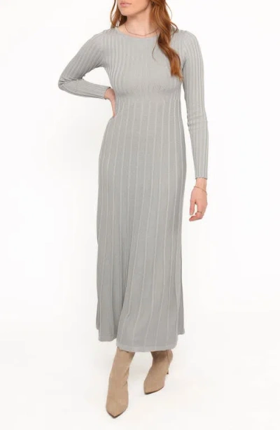 Petal And Pup Petal & Pup Alison Long Sleeve Rib Maxi Dress In Gray