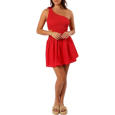 Petal And Pup Petal & Pup Allison One-shoulder Cotton Minidress In Red