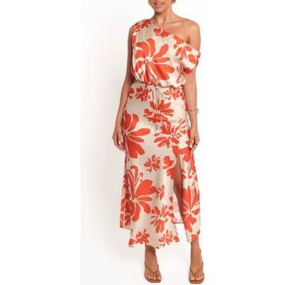 Petal And Pup Petal & Pup Ana Floral One-shoulder Satin Midi Dress In Multi