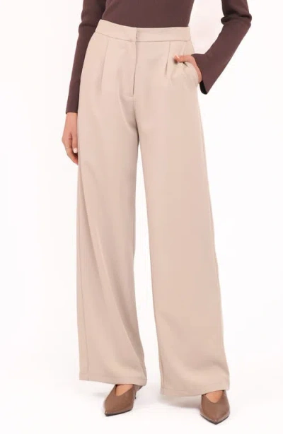 Petal And Pup Petal & Pup Ana Pleated Wide Leg Pants In Neutral