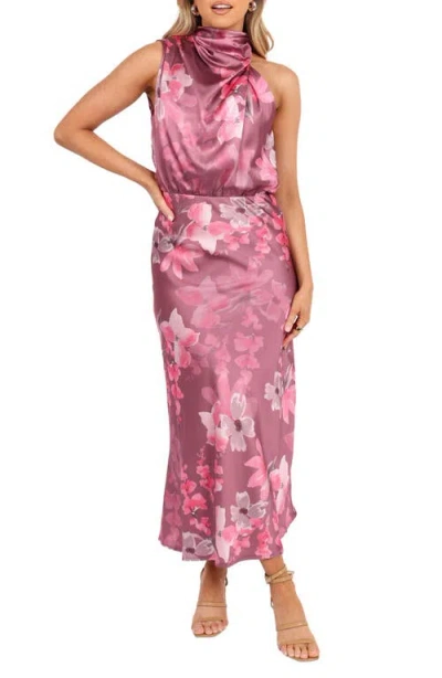 Petal And Pup Petal & Pup Anabelle Floral Satin Midi Dress In Pink