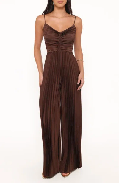 Petal And Pup Petal & Pup Angelique Pleated Jumpsuit In Brown