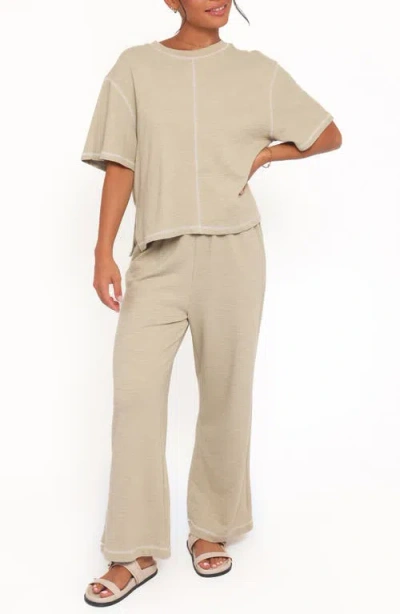 Petal And Pup Petal & Pup Angler Short Sleeve Sweatshirt & Pants Set In Neutral