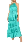 Petal And Pup Petal & Pup Annalise Ruffle Satin Dress In Green