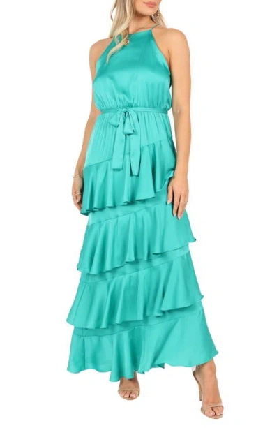 Petal And Pup Petal & Pup Annalise Ruffle Satin Dress In Green