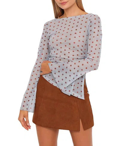Petal And Pup Annora Asymmetrical Mesh Top In Blue