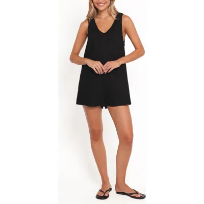 Petal And Pup Petal & Pup Archer Cotton & Linen Romper In Black