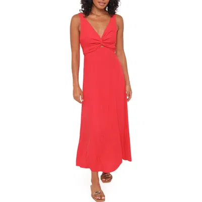 Petal And Pup Petal & Pup Archer Sleeveless Fit & Flare Midi Dress In Red