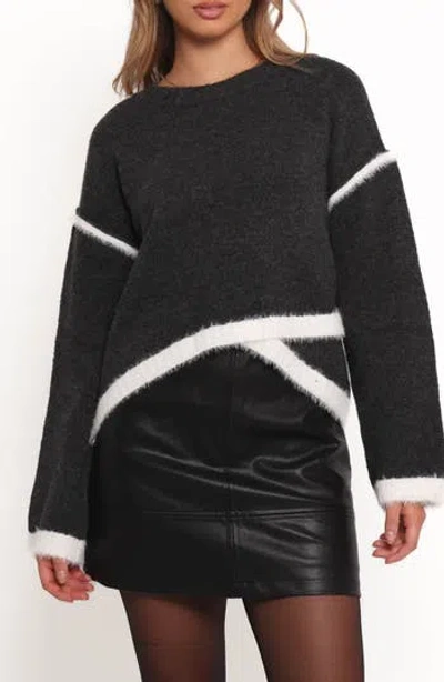 Petal And Pup Petal & Pup Ares Crossover Hem Sweater In Gray