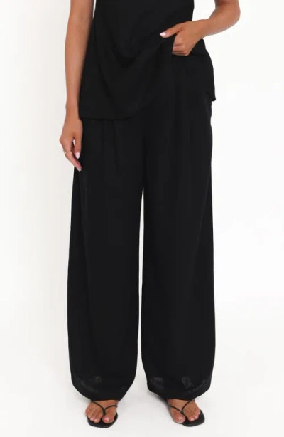 Petal And Pup Petal & Pup Arles Pleated Cotton Wide Leg Pants In Black