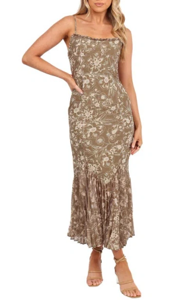 Petal And Pup Petal & Pup Ashton Pleated Hem Midi Dress In Brown
