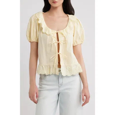 Petal And Pup Petal & Pup Aspen Tie Front Cotton Eyelet Embroidered Top In Orange