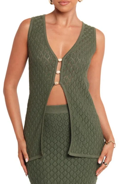 Petal And Pup Petal & Pup Asplie Pointelle Sweater Vest In Green