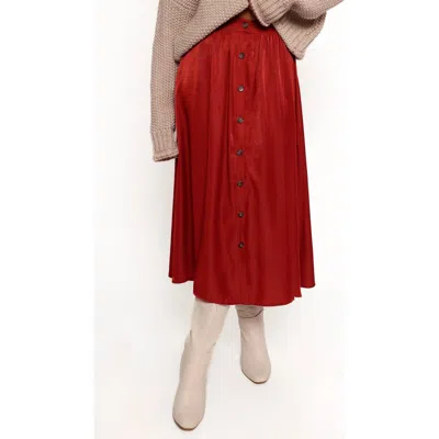 Petal And Pup Petal & Pup Ava High Waist Button Front Midi Skirt In Red
