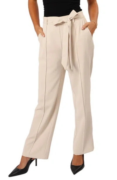 Petal And Pup Petal & Pup Averie Tie Waist Straight Leg Pants In Neutral
