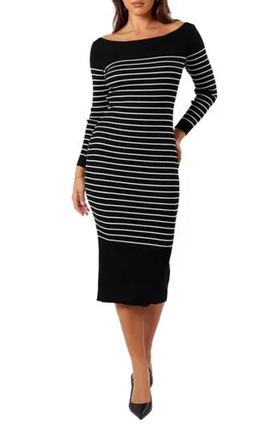 Petal And Pup Petal & Pup Baxtor Stripe Long Sleeve Midi Sweater Dress In Multi