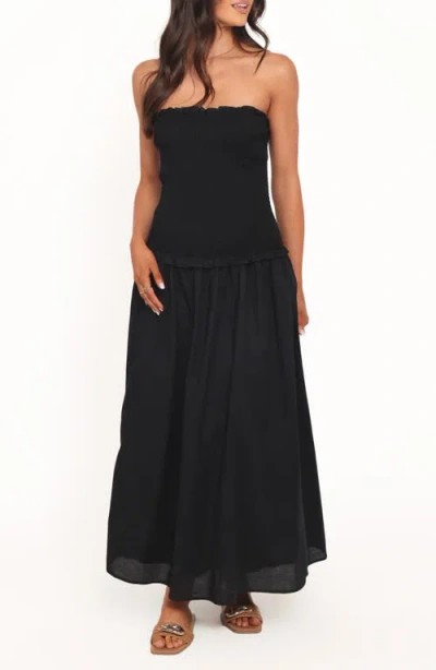 Petal And Pup Petal & Pup Bea Strapless Cotton & Linen Maxi Dress In Black