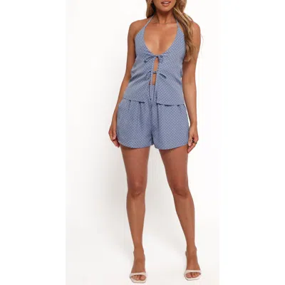 Petal And Pup Petal & Pup Beau Tie Front Halter Top & Shorts Set In Blue