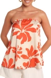 Petal And Pup Petal & Pup Beca Floral Print Strapless Top In Orange