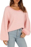 Petal And Pup Petal & Pup Becca Stripe One-shoulder Sweater In Pink