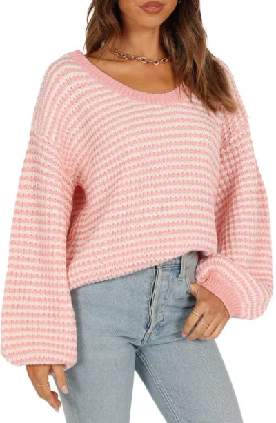Petal And Pup Petal & Pup Becca Stripe One-shoulder Sweater In Pink