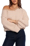 Petal And Pup Petal & Pup Becca Stripe One-shoulder Sweater In Neutral
