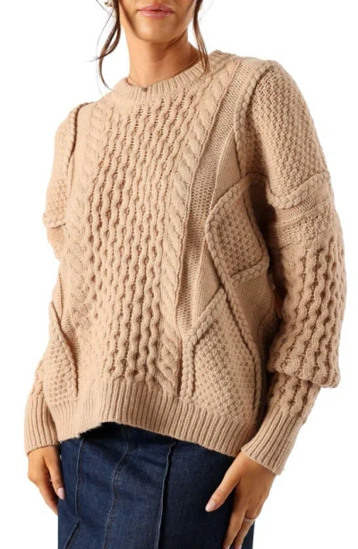 Petal And Pup Bentley Mixed Stitch Oversize Sweater In Oatmeal