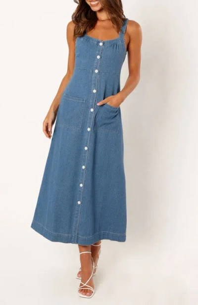 Petal And Pup Petal & Pup Bettie Denim Midi Dress In Blue