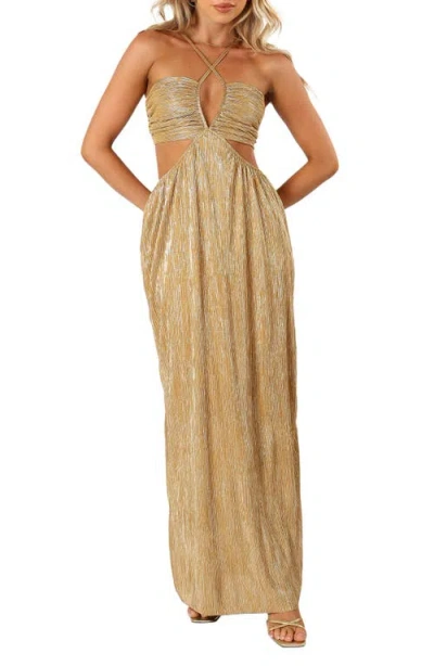 Petal And Pup Petal & Pup Beyz Plissé Maxi Dress In Brown