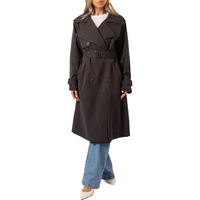 Petal And Pup Petal & Pup Billy Tie Waist Double Breasted Trench Coat In Animal Print