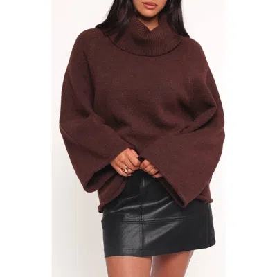 Petal And Pup Petal & Pup Bindy Oversize Turtleneck Sweater In Brown