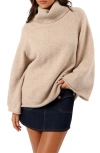 Petal And Pup Petal & Pup Bindy Oversize Turtleneck Sweater In Neutral