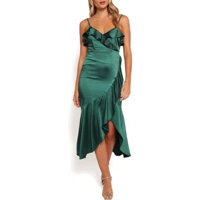 Petal And Pup Petal & Pup Birdie Ruffle Detail Asymmetric Satin Dress In Multi