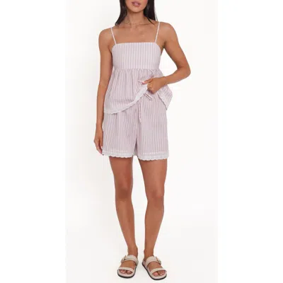 Petal And Pup Petal & Pup Birdie Stripe Cotton Babydoll Camisole & Shorts Set In Pink