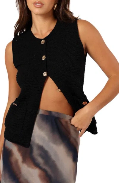 Petal And Pup Petal & Pup Blair Button-up Sweater Vest In Black