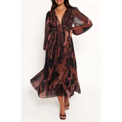 Petal And Pup Petal & Pup Blayze Long Sleeve Maxi Dress In Brown