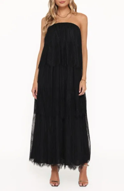 Petal And Pup Petal & Pup Bloom Strapless Lace Maxi Dress In Black