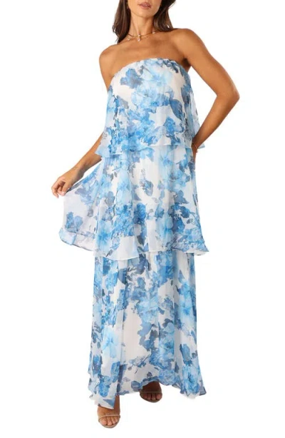 Petal And Pup Petal & Pup Bloom Tiered Strapless Dress In Blue