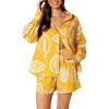 Petal And Pup Petal & Pup Bonnie Cotton & Linen Button-up Shirt & Shorts Set In Yellow