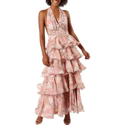 Petal And Pup Petal & Pup Bouquet Tiered Halter Dress In Pink
