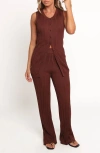 Petal And Pup Petal & Pup Bowery Knit Vest & Pants Set In Brown