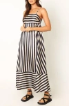Petal And Pup Petal & Pup Brea Stripe Sleeveless Satin Maxi Dress In Blue