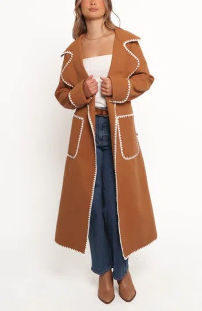 Petal And Pup Petal & Pup Brexley Blanket Stitch Wrap Coat In Brown